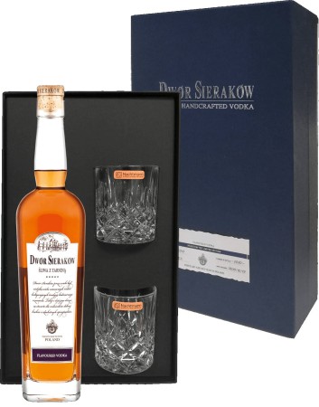 Wódka Dwór Sieraków Śliwa z Tarniną 40% 0,7l. + szklanki