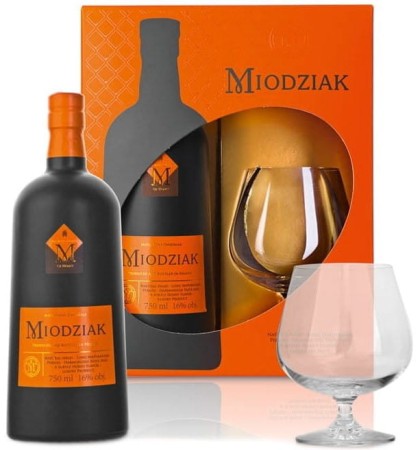 Miód Pitny Miodziak dwójniak ze szklanką 16% 0,75