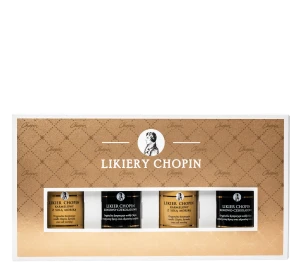 Zestaw Likierów Chopin 18% 4x0.05l. (2xkarmelowy z solą, 2xkawowo-czekoladowy)